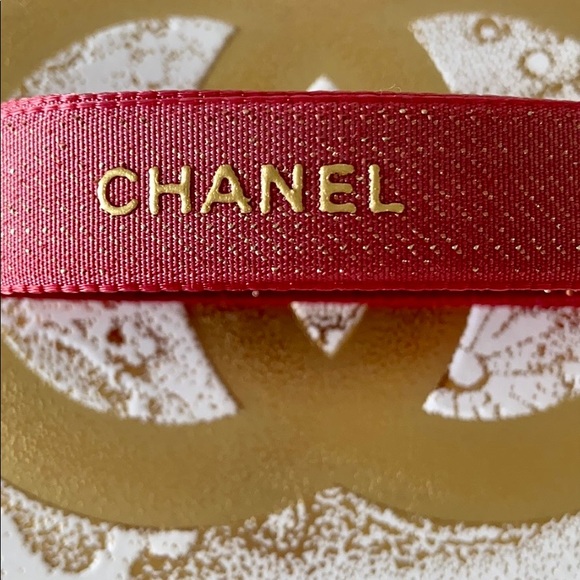 CHANEL Authentic Red with Gold Lettering Ribbon - Picture 8 of 10